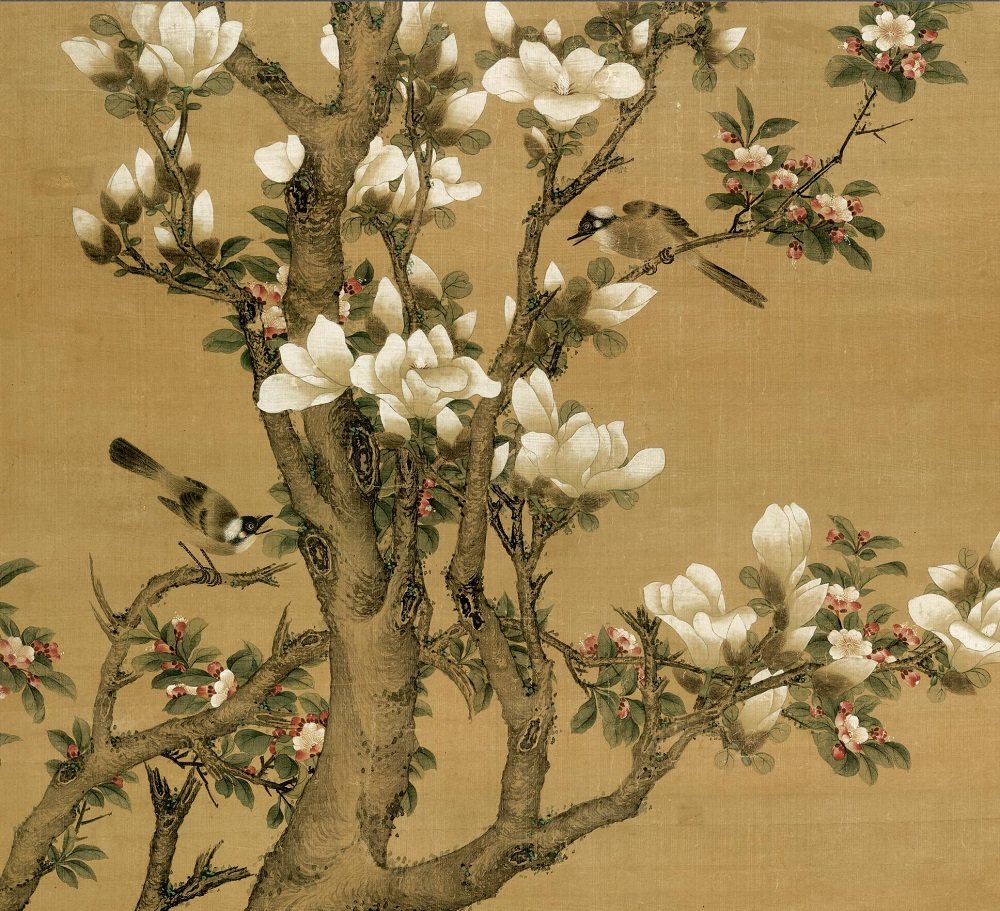 1:1清 胡湄 玉堂富贵图绢本原大228x92古代名画复制品艺术微喷-mc母婴