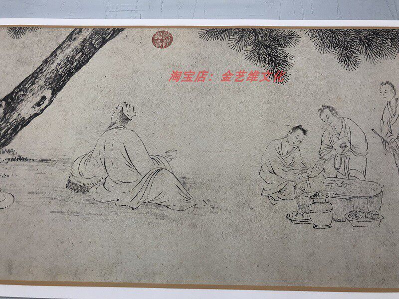 唐寅唐伯虎临李伯时饮中八仙图古代名家白描人物画像国画