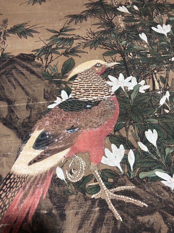 王渊花竹锦鸡古代名家工笔花鸟国画立轴高清国画