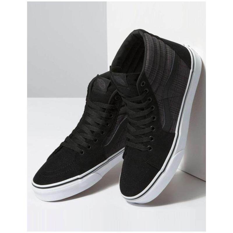 vans范斯女帆布布鞋高帮系带板鞋深色百搭运动鞋帆布鞋