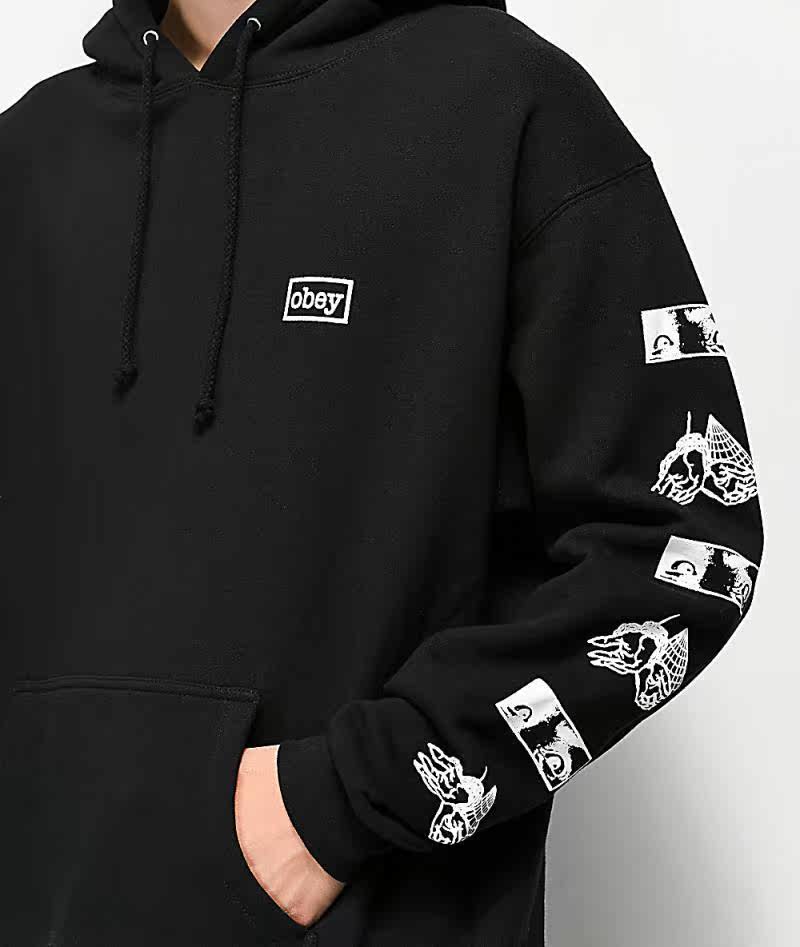 obey男卫衣套头带帽加保暖休闲青春流行百搭卫衣