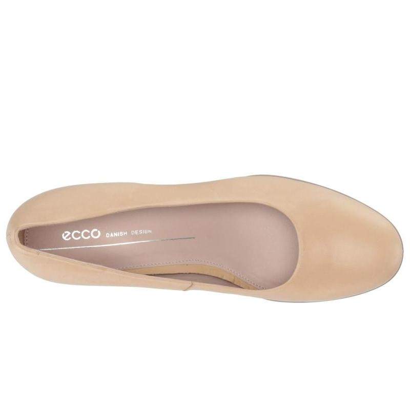 ecco爱步女单鞋小瓢鞋圆头中粗跟麂皮轻便舒适单鞋
