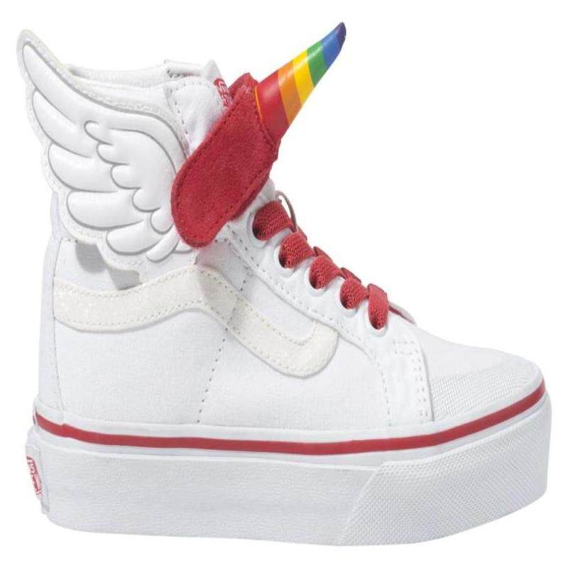 vans女童帆布布鞋运动鞋sk8hi翅膀小白鞋高帮梦幻帆布鞋