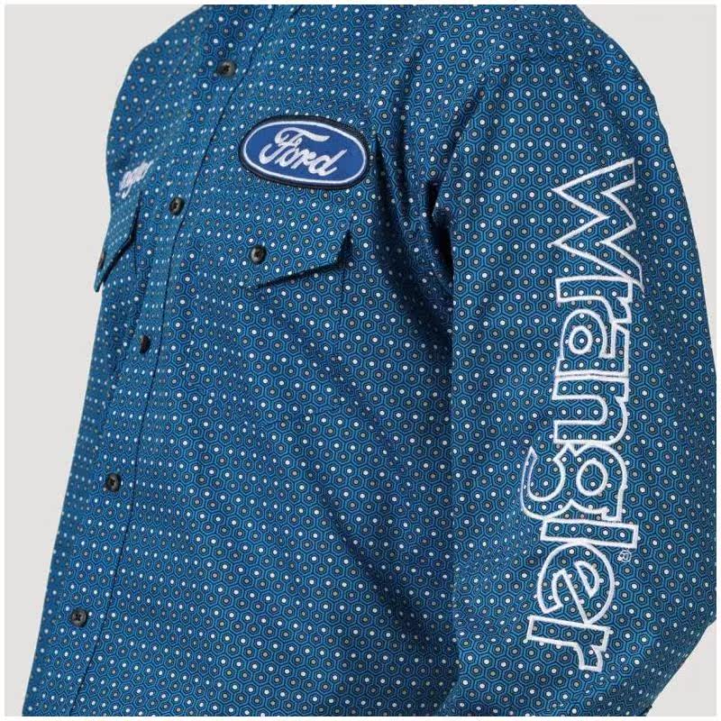 wrangler威格衬衫长袖logo宽松方领纯棉透气正品衬衫