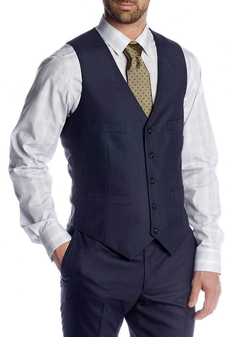 hany汉尼男士西装马甲套装商务蓝色西服马甲羊毛正装修身英伦马夹