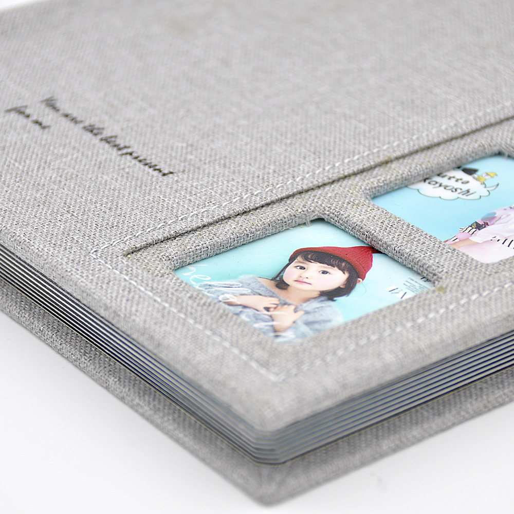 儿童麻布相册韩式风格影楼宝宝成长册纪念册灰色冲洗照片书定做8