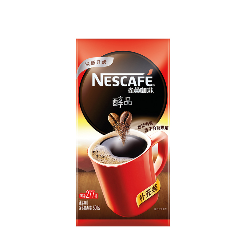 咖啡雀巢醇品500g袋装纯黑无伴伴侣速溶办公速溶咖啡