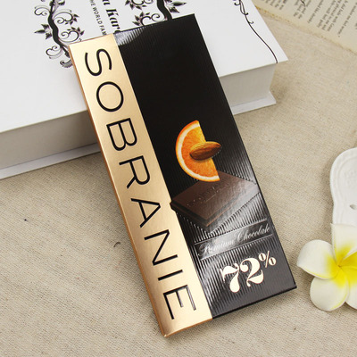 特价5个包邮俄罗斯进口 sobranie寿百年72%可可香橙杏仁巧克力90g