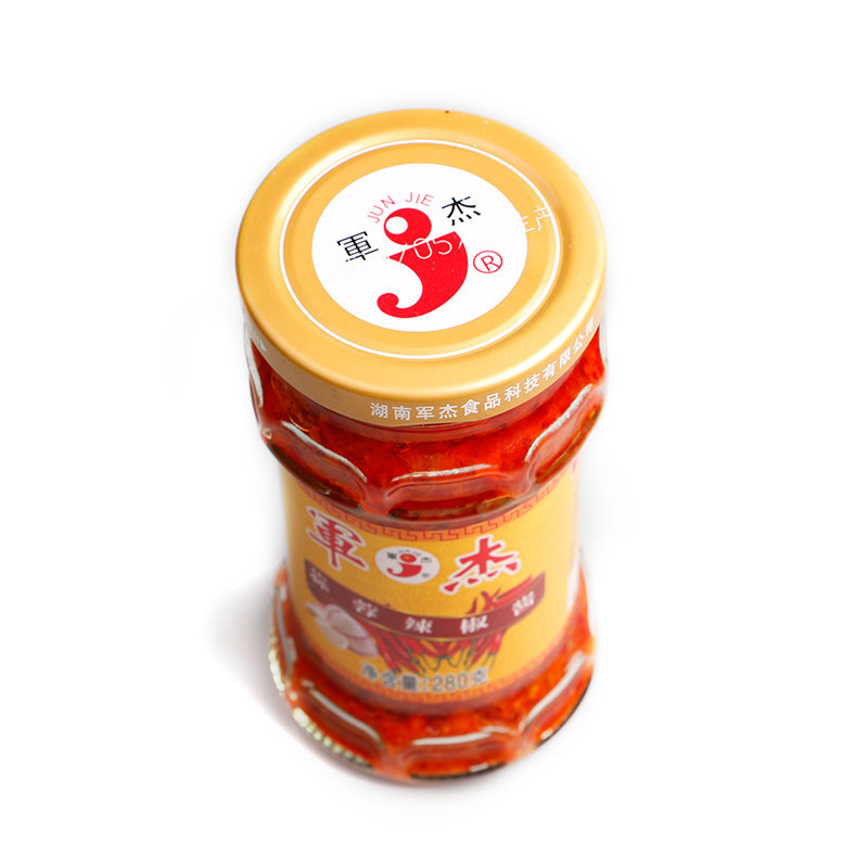 辣椒酱湖南隆回军杰蒜蓉280g玻璃玻璃瓶瓶装拌面辣椒类调料
