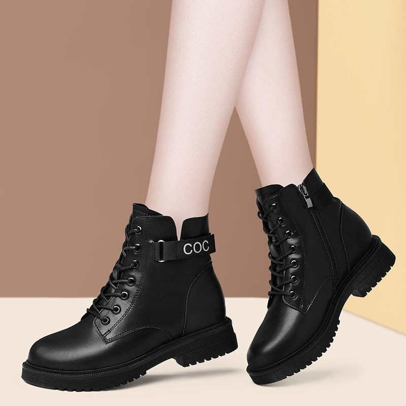 盾狐68190真皮马丁靴女春秋单靴2020新款英伦风女鞋秋冬百搭显脚