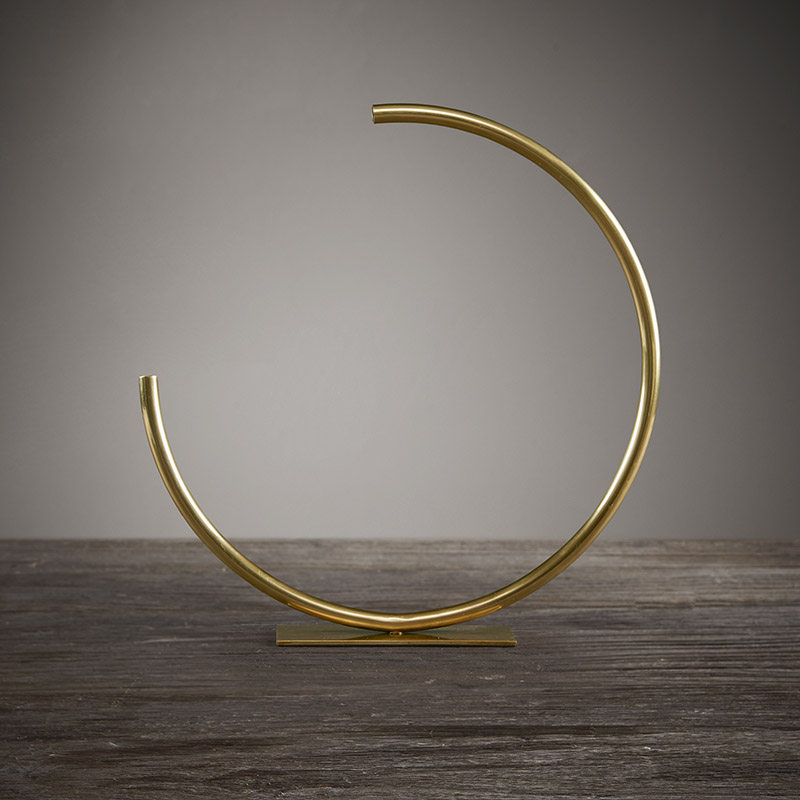 tao源于美国 crescent圆形铜管摆件 手工制印度进口黄铜摆件