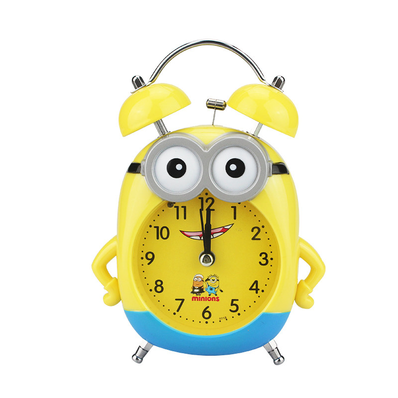 儿童学生可爱创意卡通小黄人个性闹钟夜灯静音闹表时尚时钟小闹钟