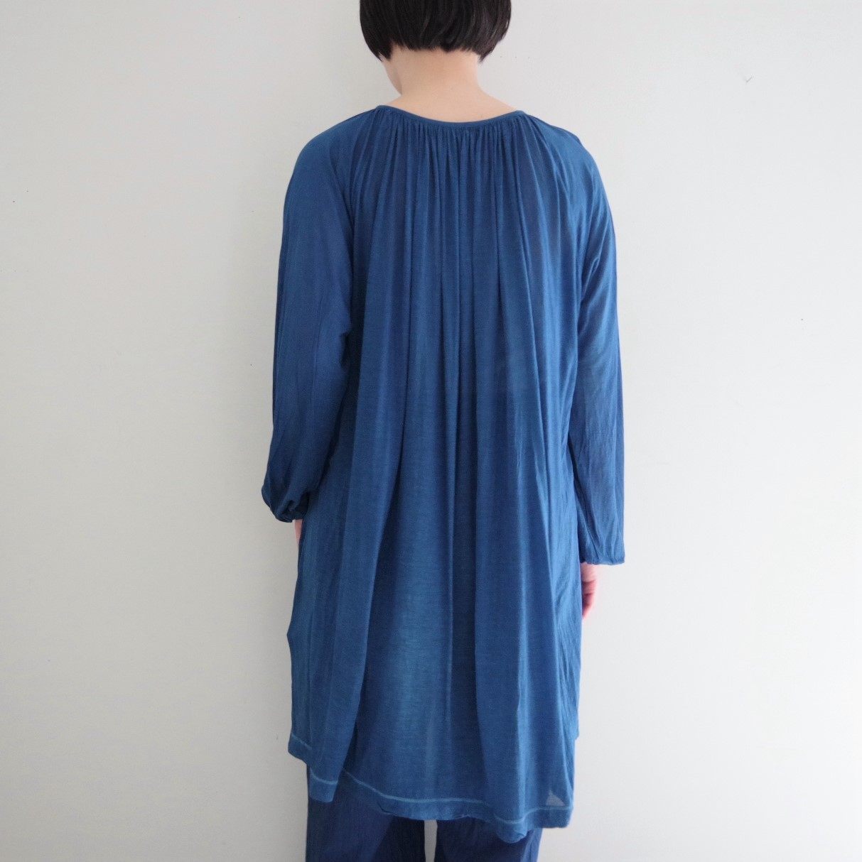 包邮日本直邮日本传统蓝染工坊 职人手工蓝染轻薄柔软褶皱罩衫