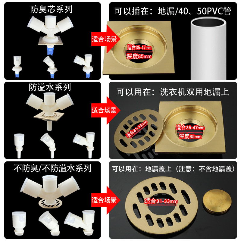 防臭面盆洗衣机下水管四通地漏50pvc排水排水管管道其它卫浴配件