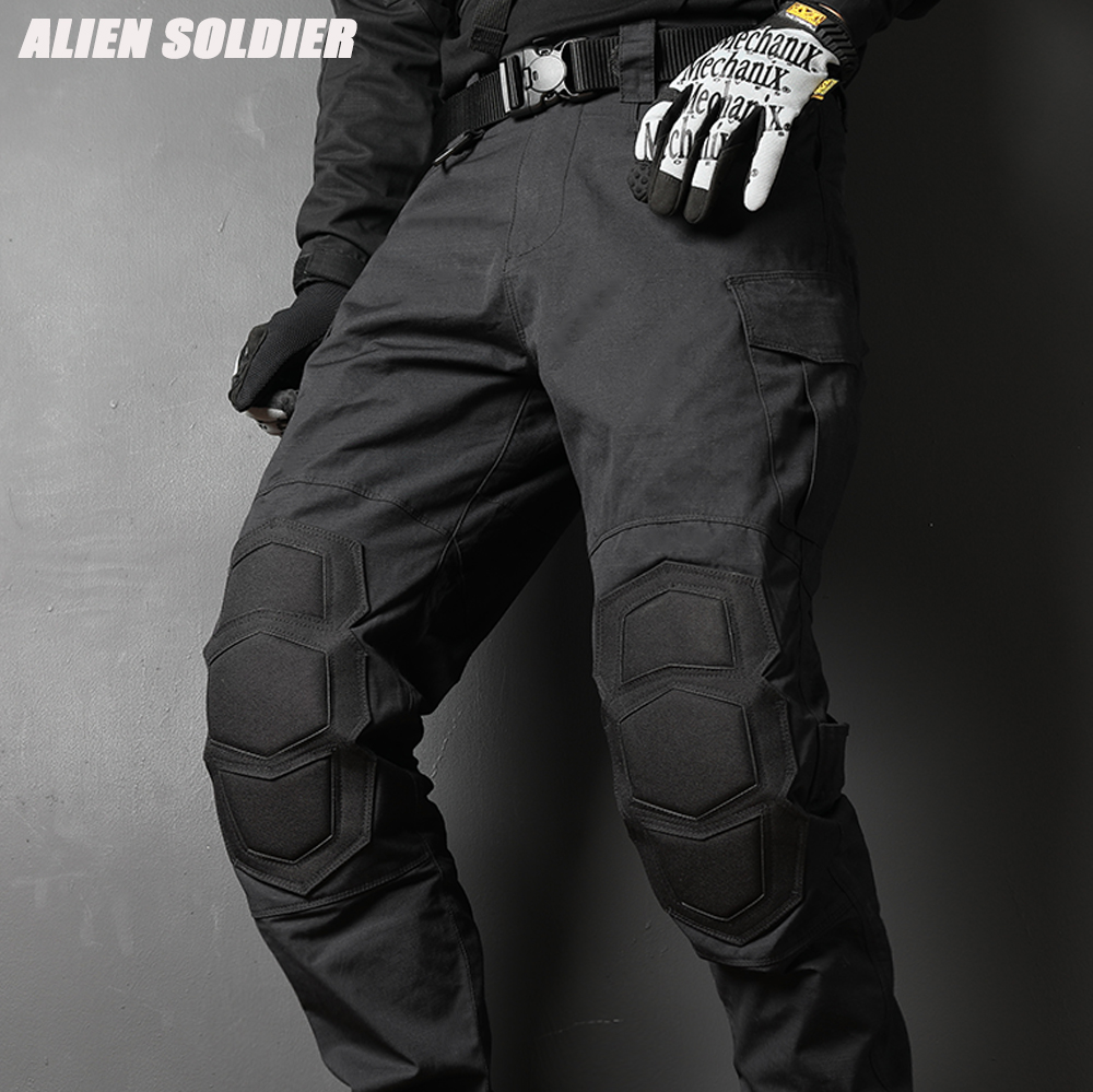 机车战术工装裤春夏季骑行护膝耐磨耐刮户外束脚口特种兵军迷裤男