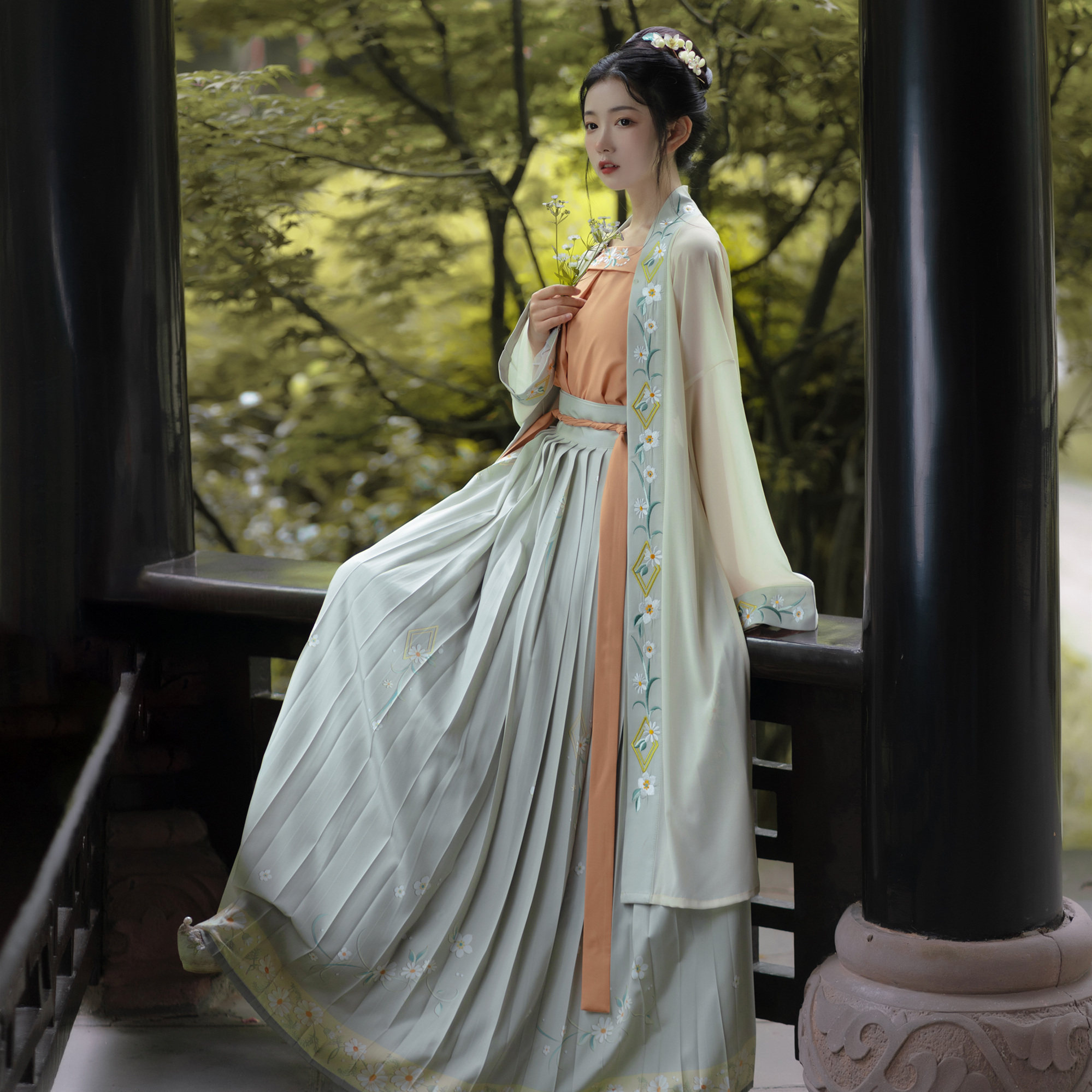 风来榕下小雏菊原创汉服女宋制褙三件件套中国国风汉服