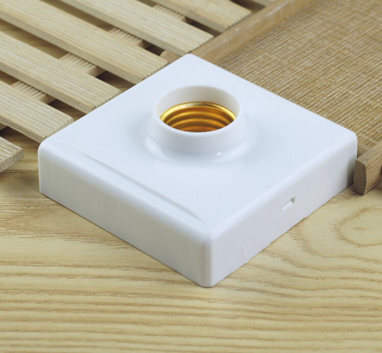 方形吸顶灯座e27灯头螺旋口灯罩10个包邮86型明装灯座大螺口灯头_双氙