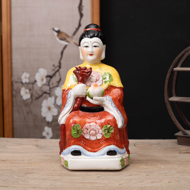 西天18寸老娘老母陶瓷神像摆件装饰摆件