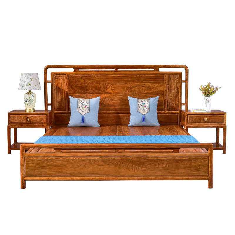 红木家具刺猬紫檀双人床卧室室主卧新中式简约花梨实木床