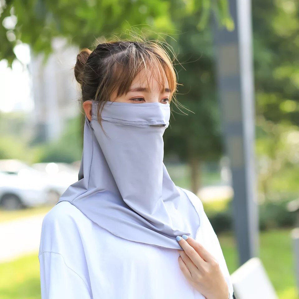 防晒口罩透气护颈薄款男女夏季防紫外线面罩遮阳开口戴眼镜防哈气