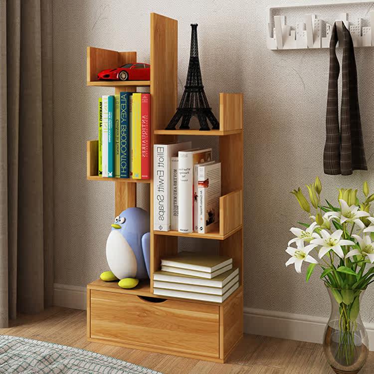 收纳柜书架抽屉教室免打孔书柜抽屉式家用多层家庭落地陈列架