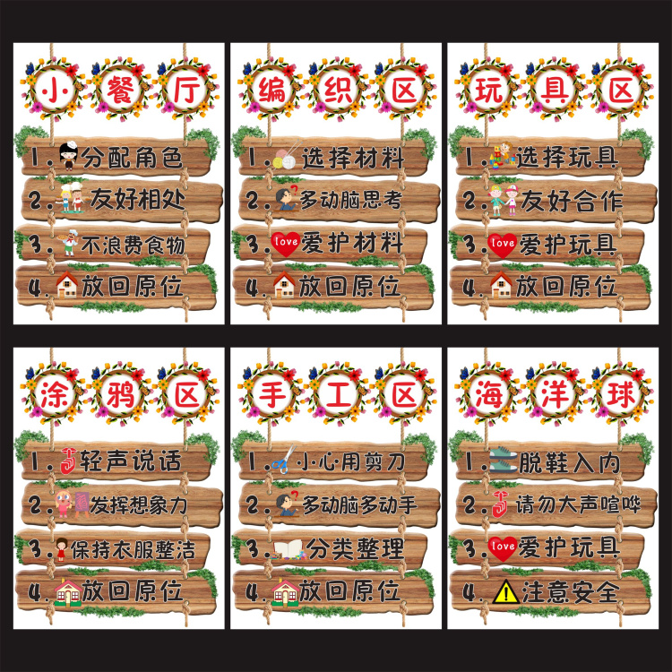 幼儿园小中大班区角规则区角牌儿童进区标识贴纸活动布置装饰墙贴