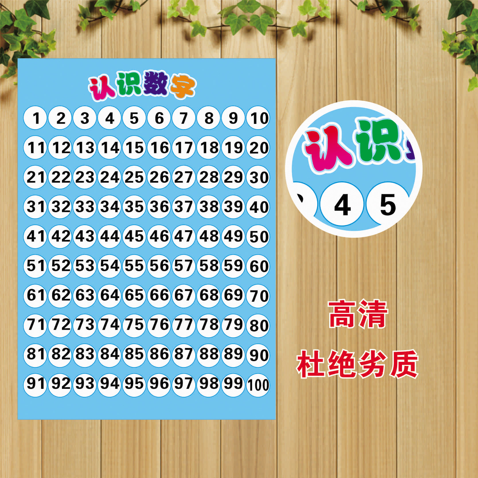 挂图儿童早教幼儿启蒙发声拼音数字挂图认识字卡片1至100认数墙贴