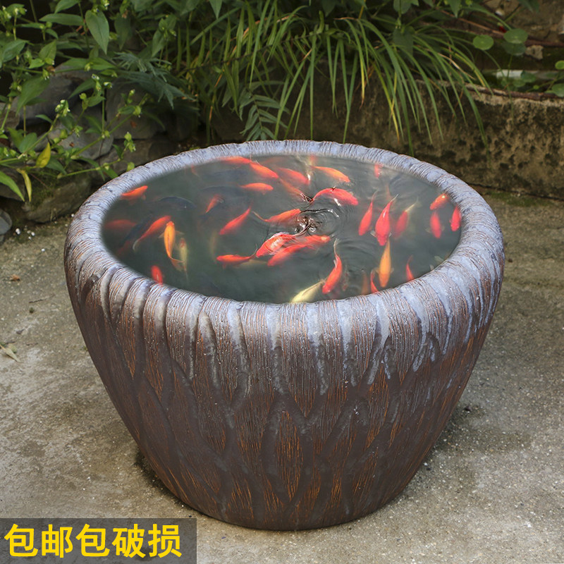 鱼缸景德镇陶瓷养鱼盆阳台大室外复古金鱼缸大号荷花桌面缸