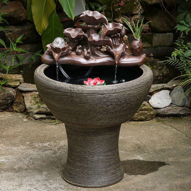 景德镇陶瓷流水养鱼大缸庭院过滤水缸摆件客厅金鱼缸鱼缸