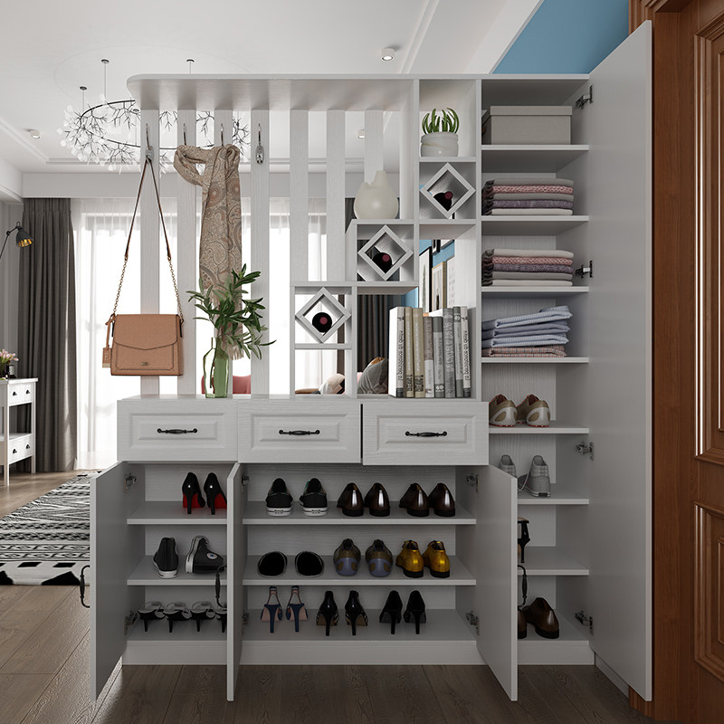 东彩欧式镂空隔断柜鞋柜简约现代定制玄关门厅柜客厅衣帽