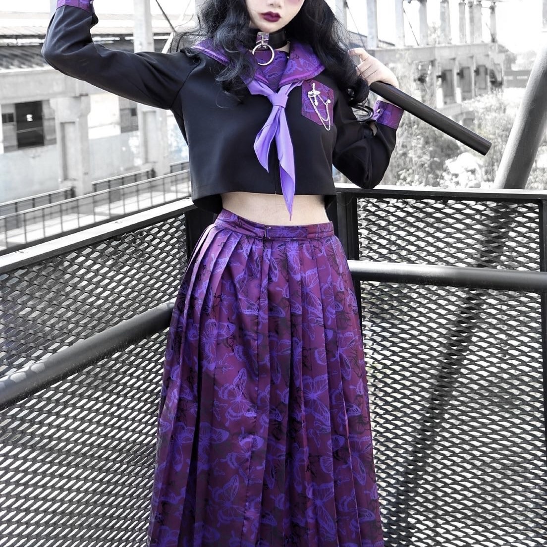 血液供给原创◆紫蝶失蹤事件暗黑不良JK制服秋冬套装水手服长裙女