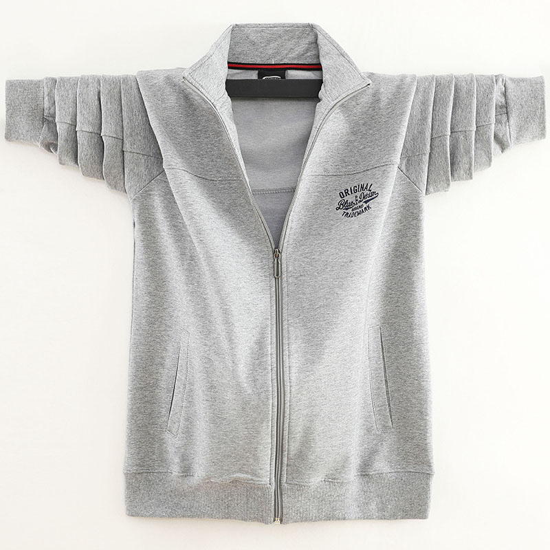 秋季薄款开衫拉链外套男装纯棉大码宽松男新款休闲运动外套男夹克