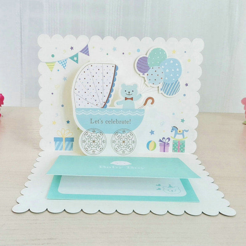 韩国创意祝福男孩新生婴儿宝宝生日出生贺卡贺卡