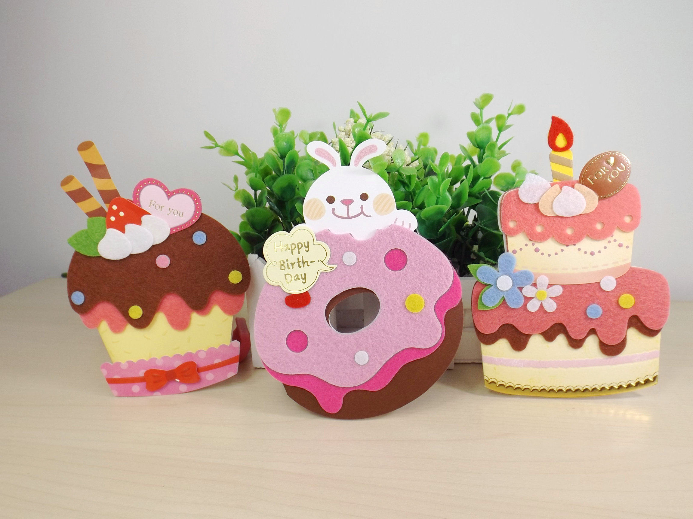 台湾四季创意手工生日祝福贺卡甜甜圈异形卡片闺蜜贺卡