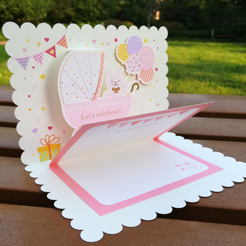 韩国创意祝福新生婴儿儿女宝宝生日出生贺卡贺卡