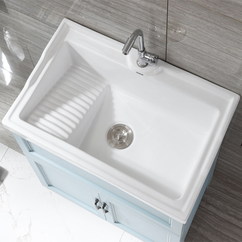 阳台洗衣太空铝洗衣柜落地洗手不锈钢铝合金家用盆台一体成型式台盆