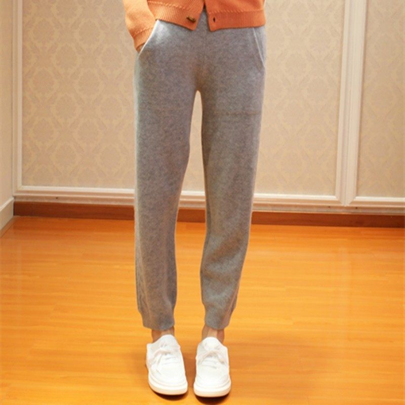 羊毛毛裤子女秋冬外穿香蕉裤女哈伦毛线针织休闲裤