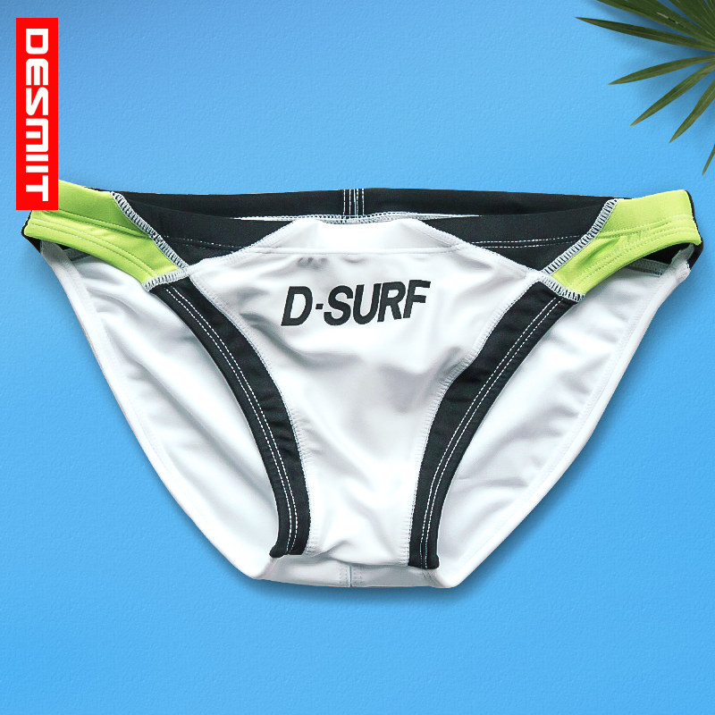 desmiit浪者比基尼泳裤三角性感低腰拼色沙滩日晒男士泳衣