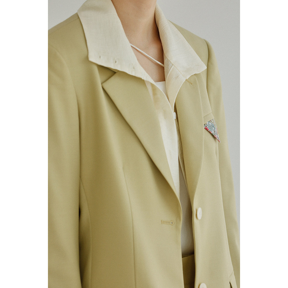 vitatha 鹅黄立翻领轻薄高级天丝混纺衬衫女宽松慵懒风淡黄的衬衫