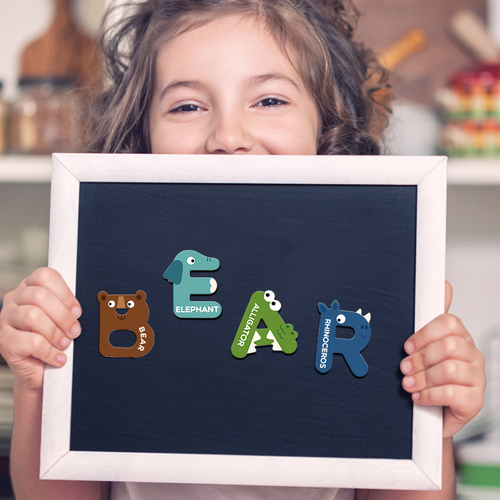 mideer弥鹿动物冰箱磁性贴儿童早教宝宝英语单词英文字母磁力玩具