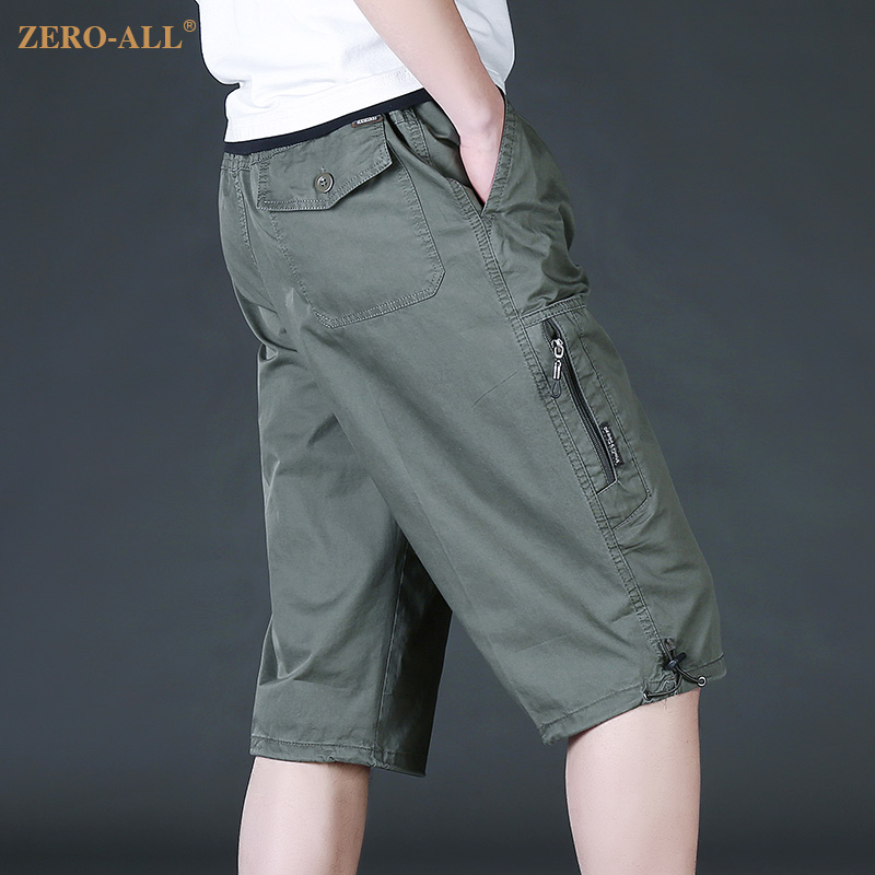 夏季男士七分裤纯棉中裤薄款宽松马裤松紧腰大码肥佬短裤休闲裤男