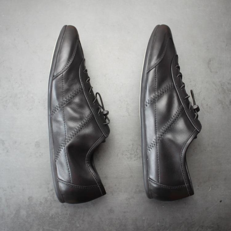 库甲 简约轻薄透气男士牛皮商务休闲皮鞋驾车软底男鞋豆豆鞋黑色