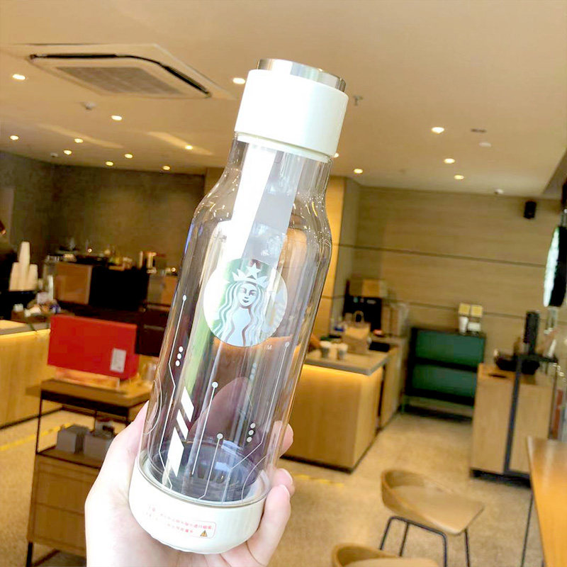 星巴克杯子2021宇航员未来小熊渐变太空舱内胆玻璃杯随行杯500ml