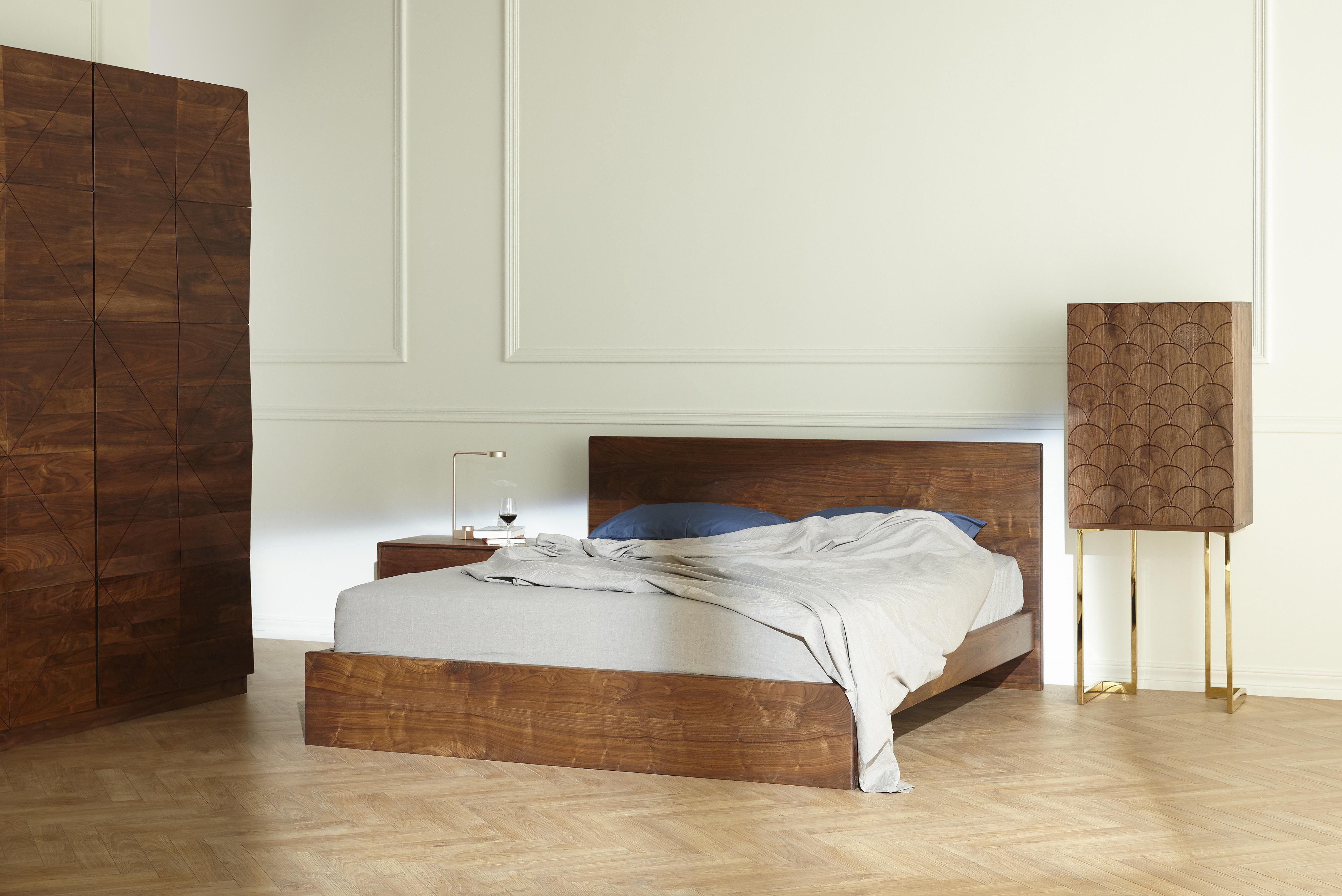 逸刻卧室蜡油厚板硬枫胡桃设计实木家具简约大床实木床