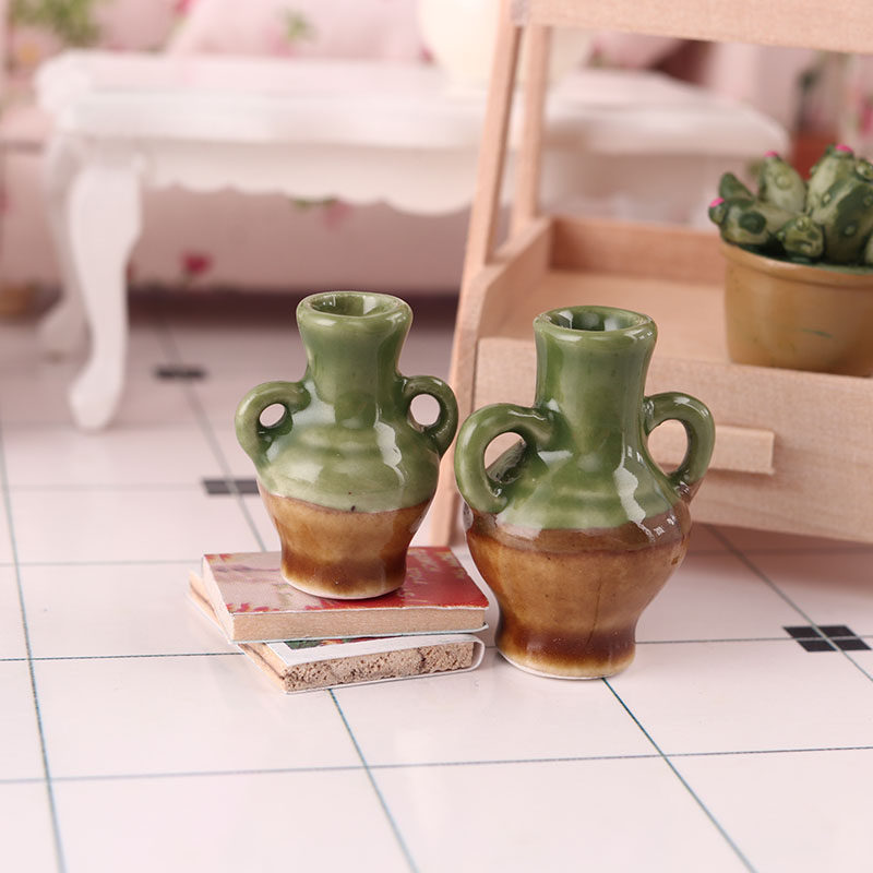 微缩食玩小布dollhouse陶瓷花瓶彩釉迷你模型12分家居
