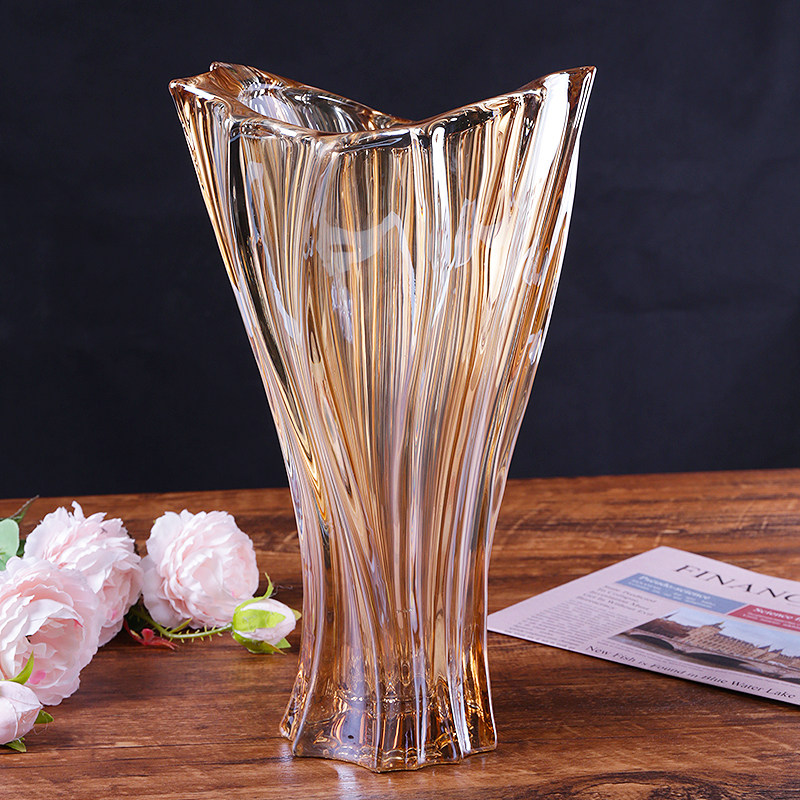 花瓶创意时尚透明欧式水晶玻璃家用水客厅装饰花瓶