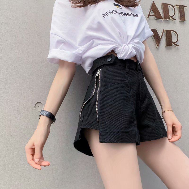 大码女装妹妹200斤阔腿短裤女网网红高腰女生牛仔裤