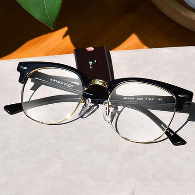 韩版镜框半框文艺复古圆框板材近视圆脸rb5154眼镜架定制成品光学镜