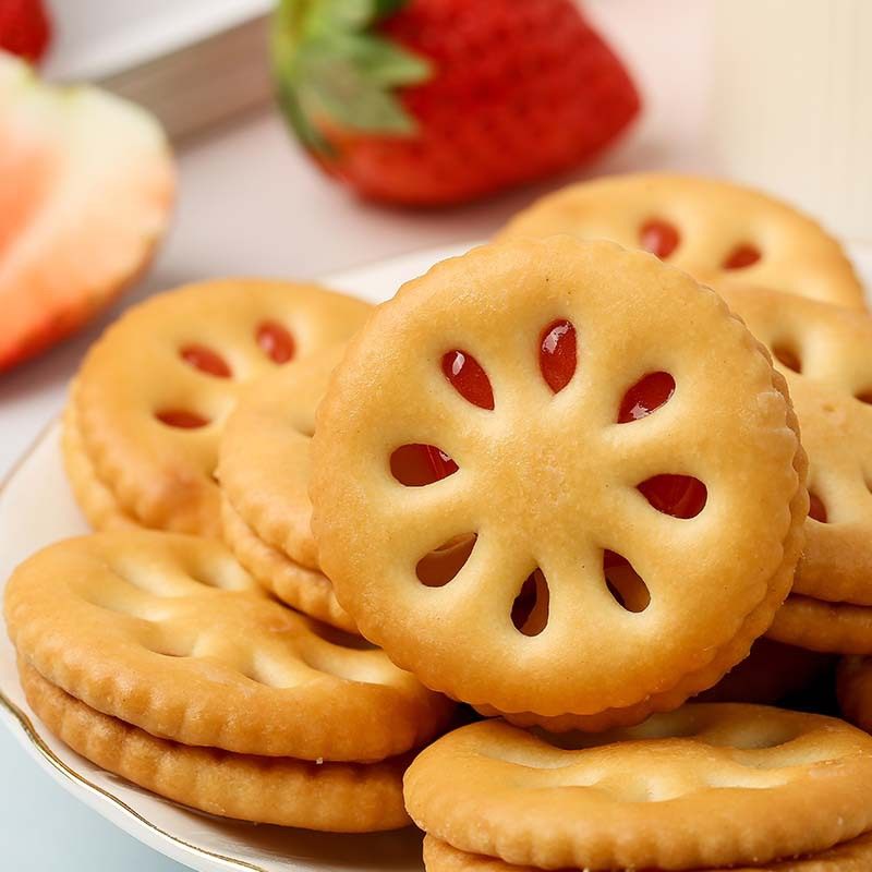 饼干网红果酱夹心338g草莓蓝莓香橙水果休闲夹心饼干