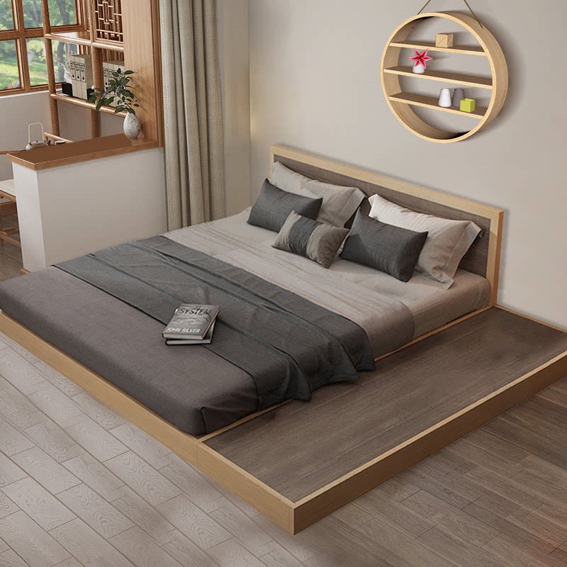 榻榻米矮床落地简约现代床架地铺铺床实木北欧榻榻米定制